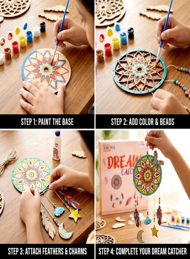 HOBBY INDIA DIY Dream Catcher Making Kit for Kids & Adults | Mandala Art & Craft Painting Set | Creative Big Size Wall Hanging Craft for Bedroom & Living Room | Birthday, Christmas & Return Gift - Image 3